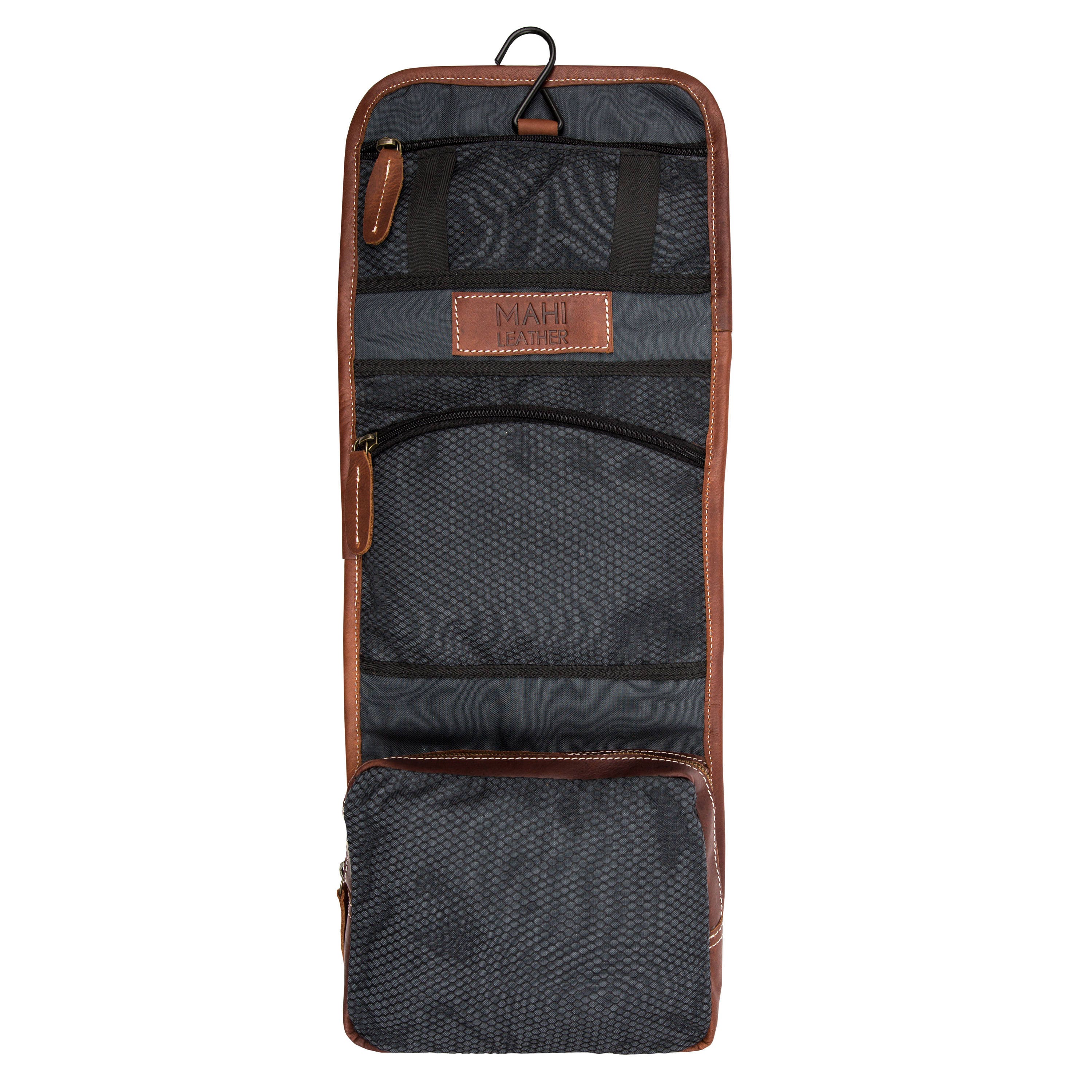 Black Leather Make-Up Toiletry Bag  Personalized Large Cosmetics Bag –  MAHI Leather