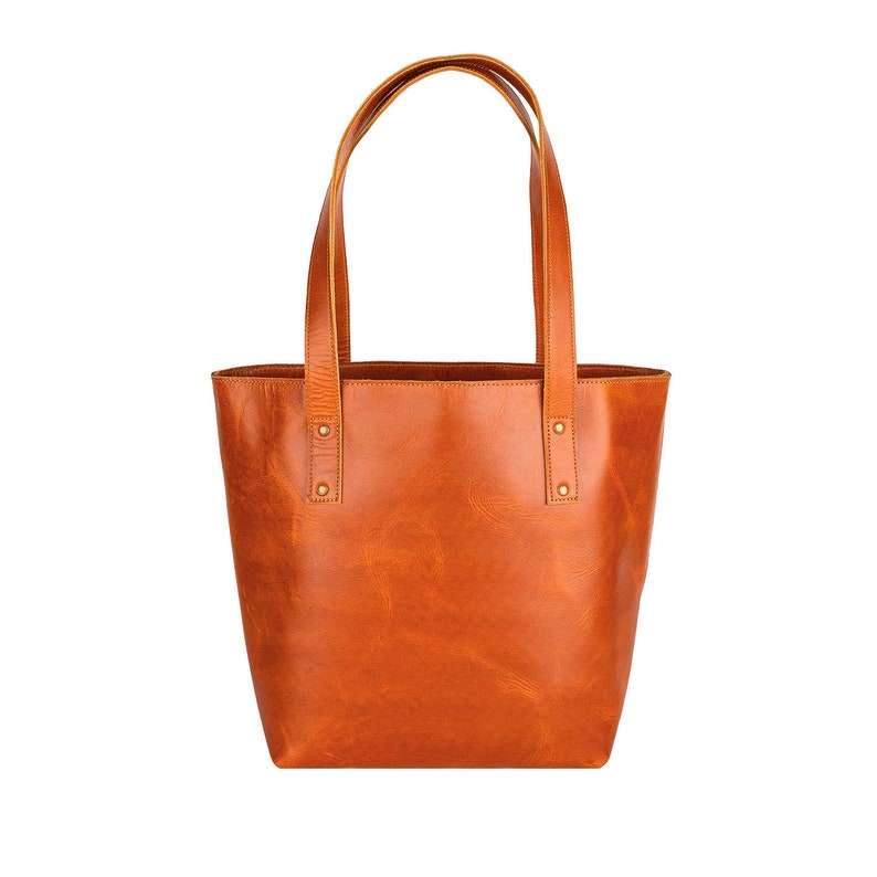 Personalized Tan Leather Tote Handbag in Brown Buffalo Leather Etsy