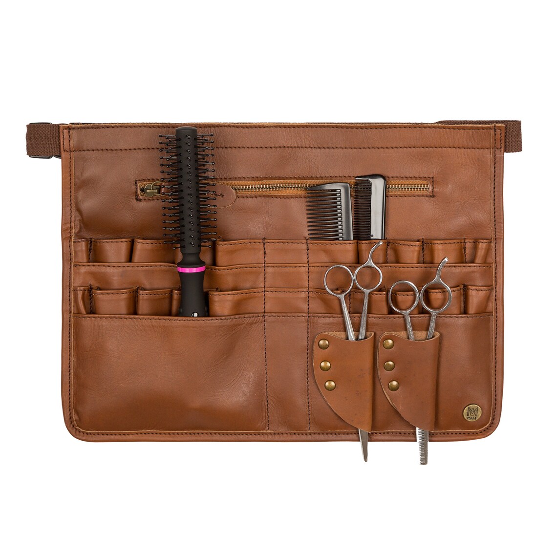 Personalized Brown Leather Hairdressers Apron Scissor Holder Etsy UK