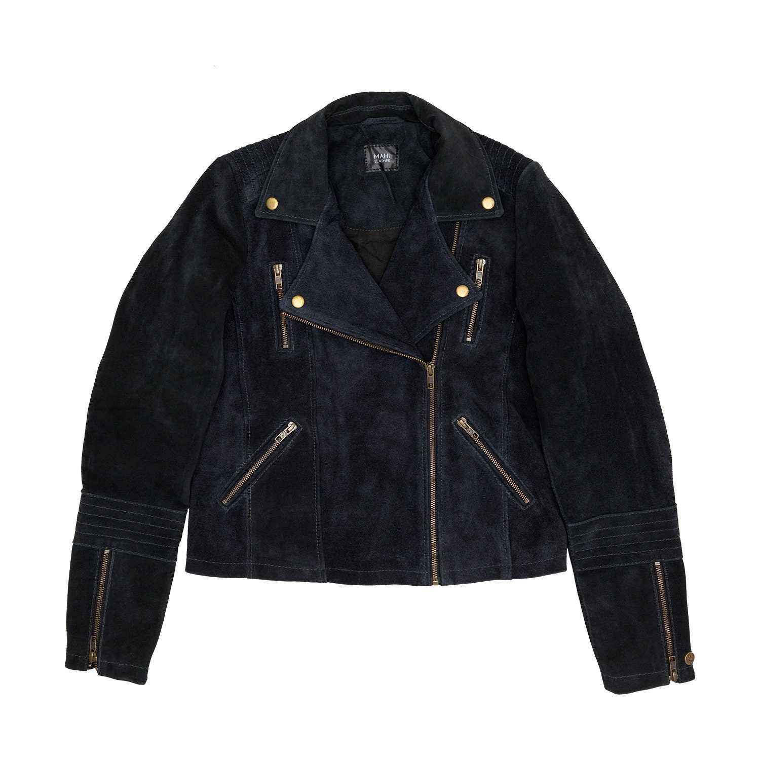 Handmade Women's Tan Suede Biker Jacket | Ladies Soft Suede