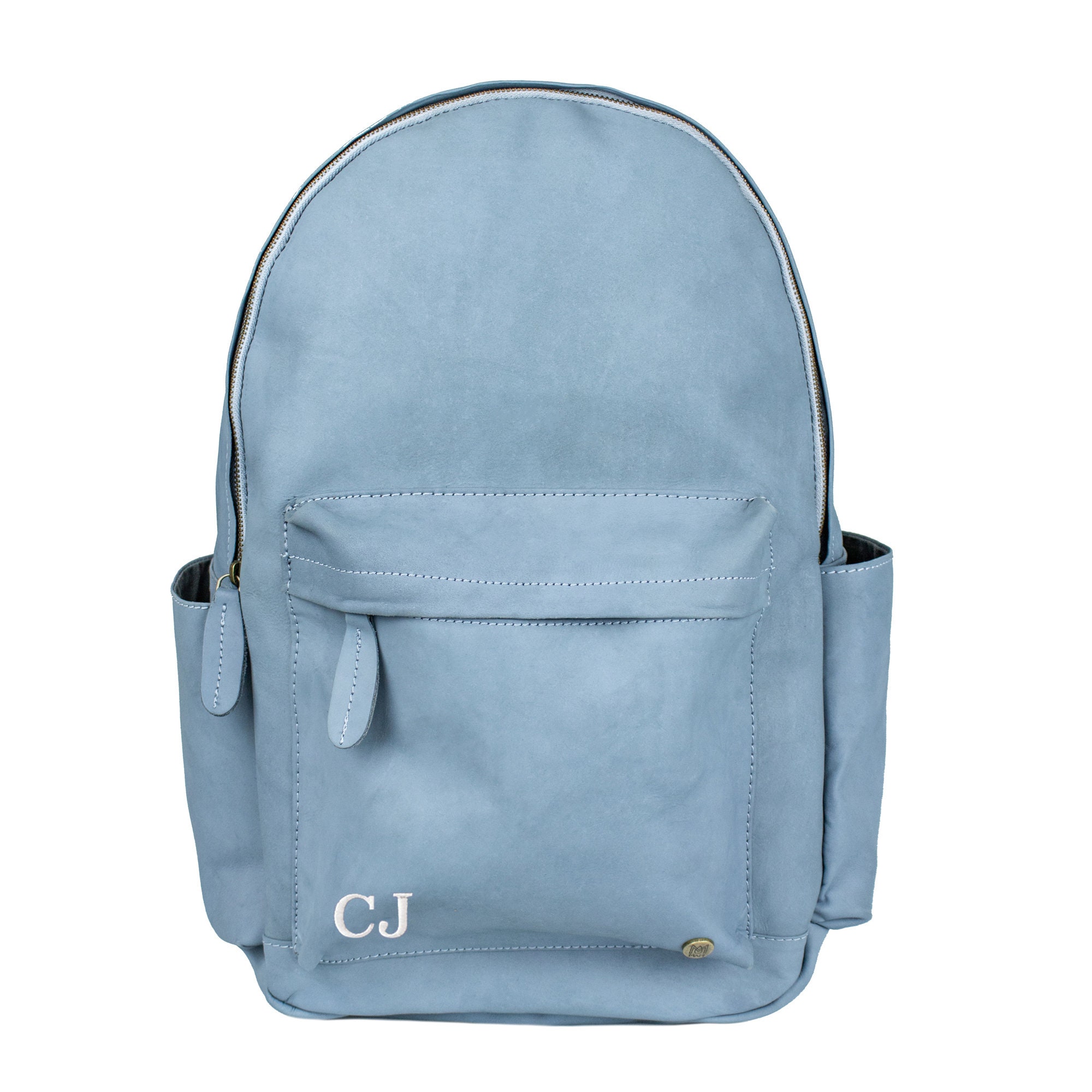 Blue suede backpack deals