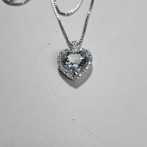 heart-cut aquamarine and diamond pendant in 18k white gold