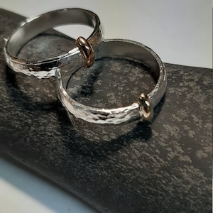 wedding ring inspired by handmade outlander claire in silver and 9 carat pink / yellow gold