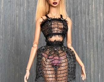 Outfit for 12'' fashion dolls | Black and Silver | For adult collectors only |