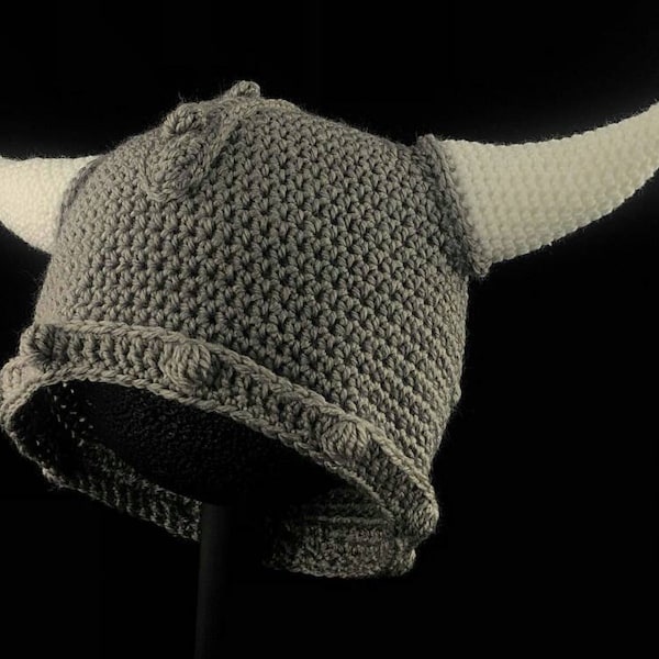 Viking beanies, horned helmets, crochet costume hats, dress up, iron, steam punk.