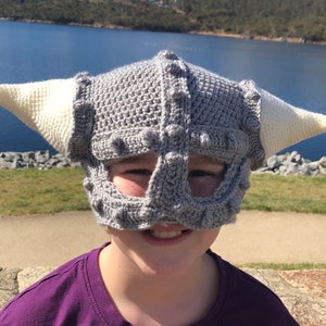 Viking helmet mask beanie hat crocheted