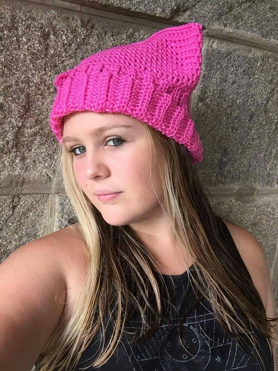 Pink pussy hat wooden badges woman/'s march