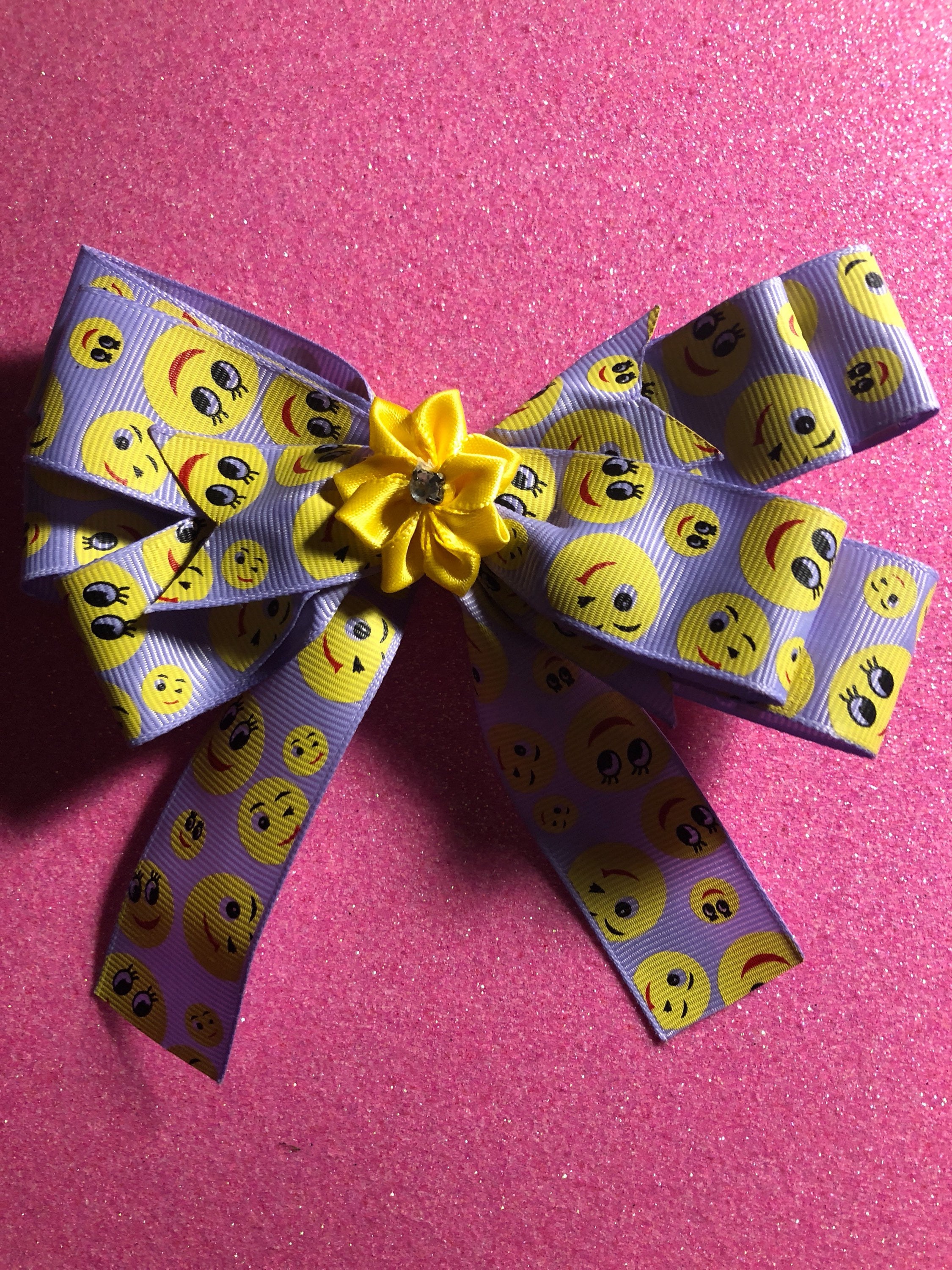 Emoji Happy Face Hair Bow Etsy