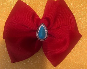Vintage XL French Hair Bow in Red Raffia or Straw  display picture 3