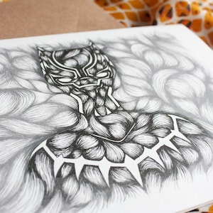 Wakanda Forever | Black Panther Hand-drawn illustration | Blank greeting card | Digital Print