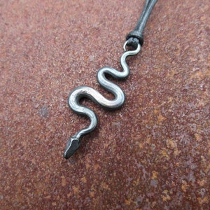 Snake pendant, hand forged from mild steel. image 2