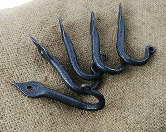 Coat hooks, set of 5. Hand forged from mild steel.
