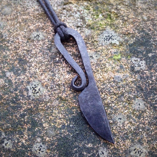 Viking knife pendant, hand forged from mild steel.