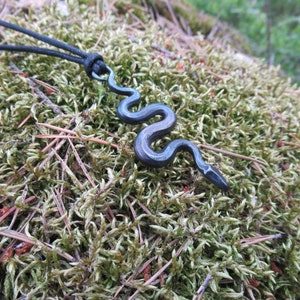 Snake pendant, hand forged from mild steel. image 3