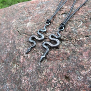 Snake pendant, hand forged from mild steel. image 4