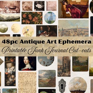 Éphémères d'art imprimable antique, art de journal de prière vintage imprimable, imprimables de journal de rebut, journal de rebut antique, art de papier coupé difficile