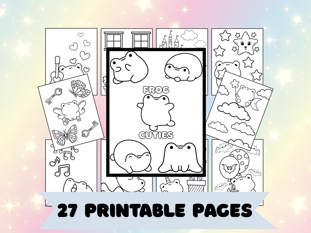 27 Printable Cute Frog Coloring Pages, Kawaii Frog Coloring Sheets for ...