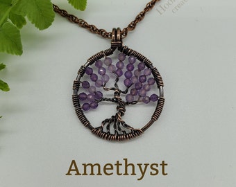 Made to order tree of life pendant necklace, gemstone tree of life, stone tree of life necklace,handmade copper tree of life, tree pendant