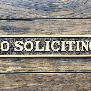 NO SOLICITING Sign cast in Brass | Choose Polished Brass or Antique Brass finish | No Soliciting | Vintage Style | Old Fashioned