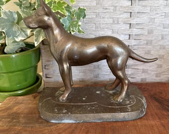 Vintage Rare Bronze Dog Door Stop or Bookend | Frankart Art Deco | Great Dane | Home or Cabin Decor | Scultpture