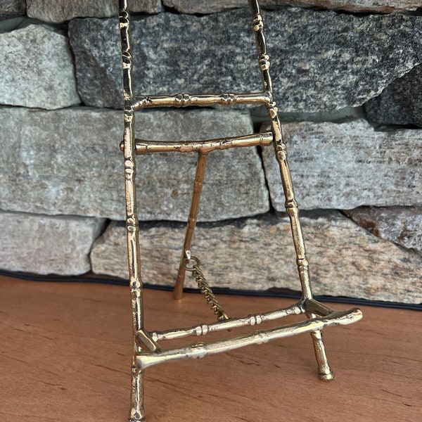 Brass Bamboo Design Folding Easel | Display | Art | 8 " High | Vintage Style