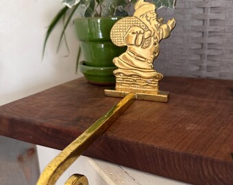 Vintage Solid Brass Christmas Stocking Holder | Santa with Gifts | Festive Family Holiday