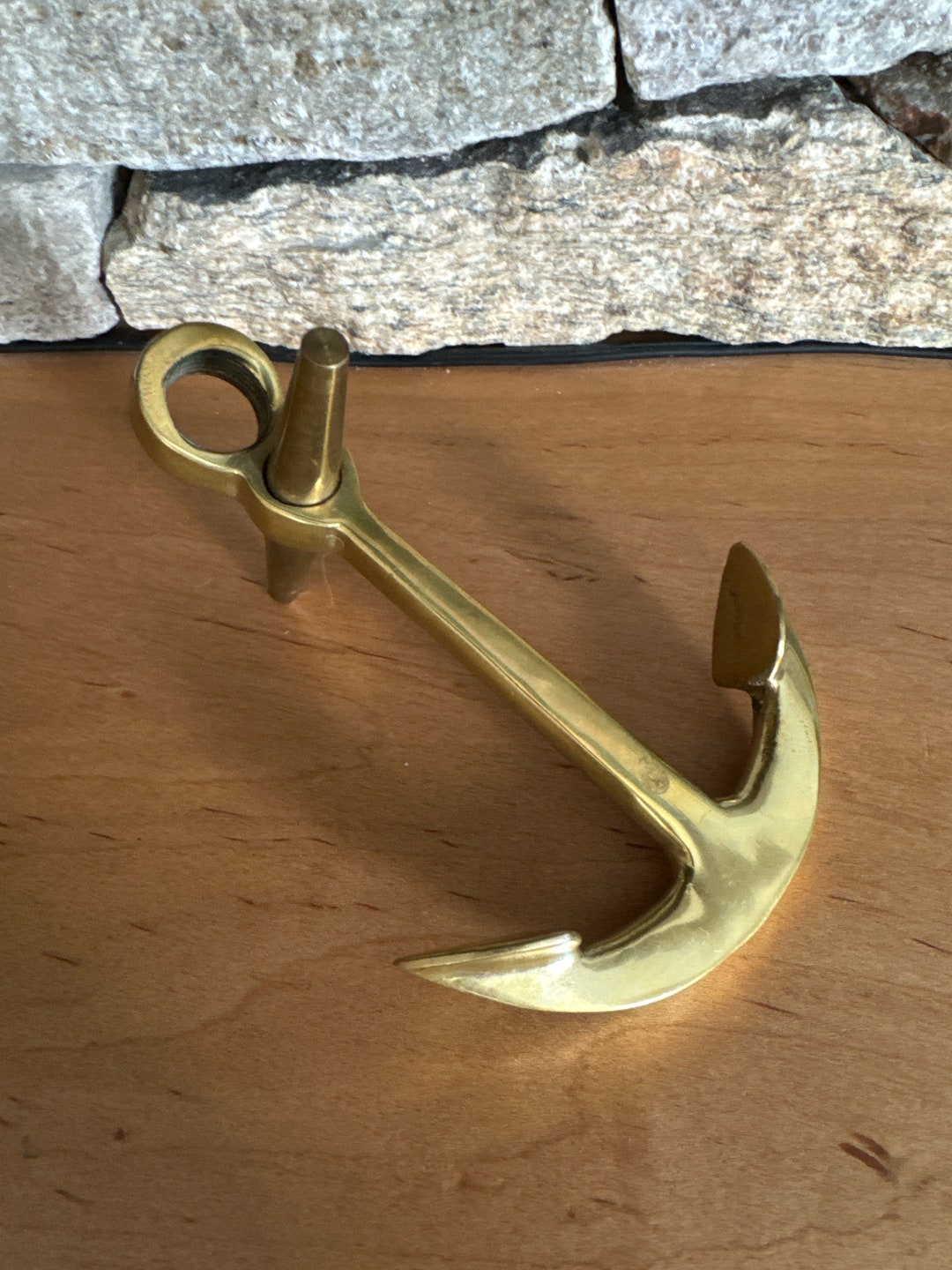 Porte-clés Ancre Nautique Vintage - Laiton Doré - Avec Boîte En Bois - Neuf