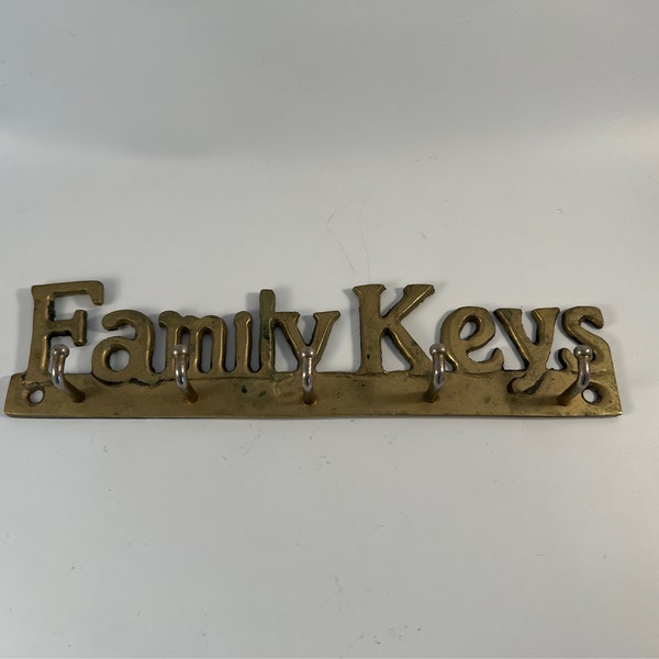 Vintage Brass FAMILY KEYS Key Holder