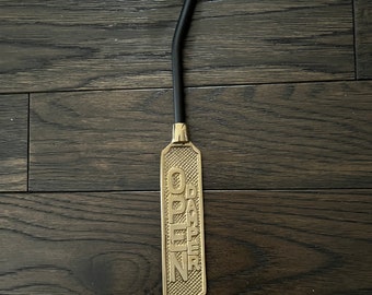 Vintage Style Brass DAMPER OPEN CLOSED Hook Sign | Hearth | Fire Place