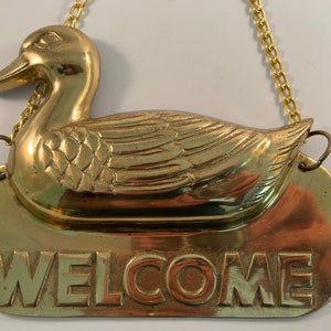 Vintage Brass Duck Welcome Sign | Farm | Cabin Decor
