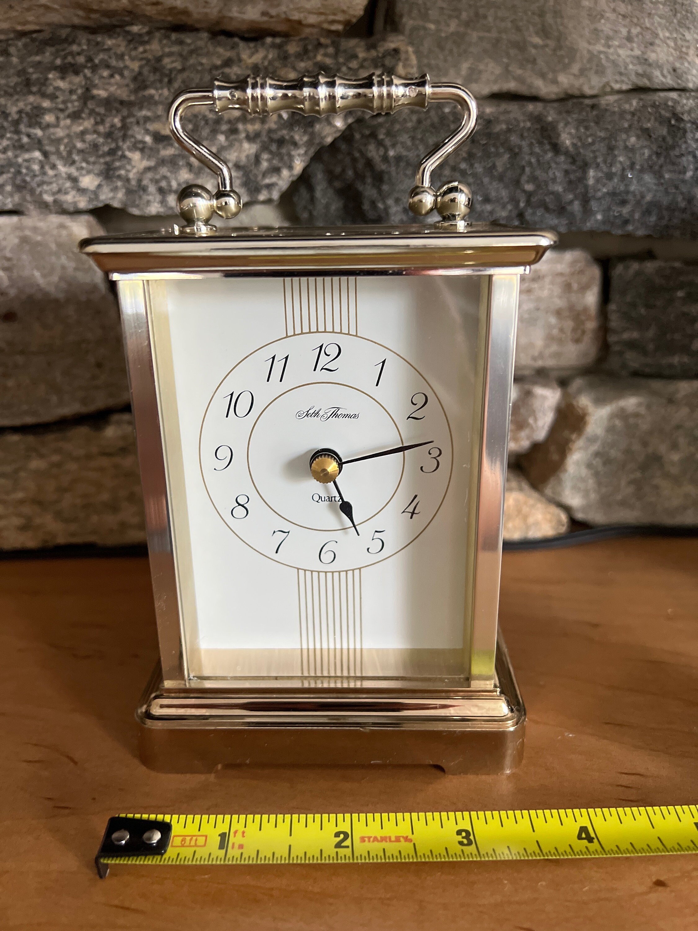 Vintage Brass Seth Thomas Quartz Clock Desk Mantel Set Etsy