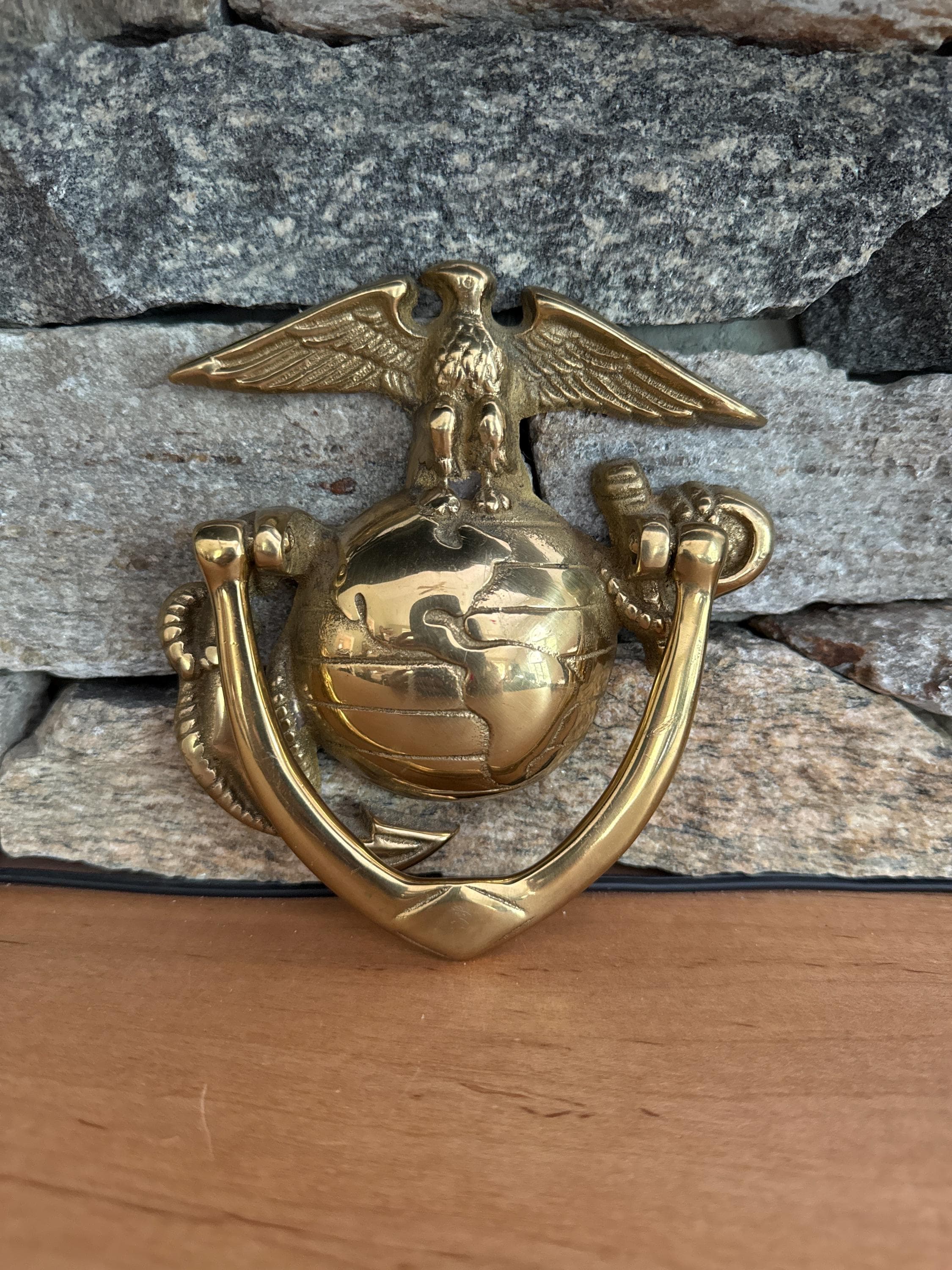 Vintage Brass US Marines Doorknocker | Eagle Anchor Globe