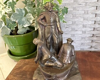 Vintage Rare Bronze George Washington Door Stop or Bookend | History - Crossing the Delaware |Frankart | Library Decor | Scultpture