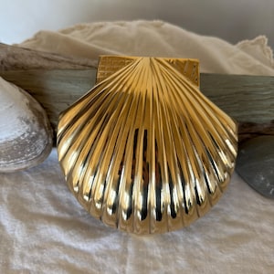 Large Solid Brass Sea Shell Door Knocker | Nautical | Doorknocker | Scallop Shell | Beach House | Ocean Home Decor
