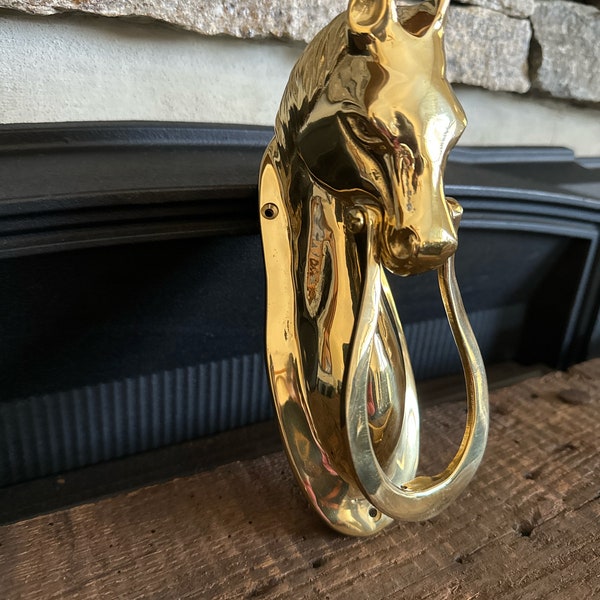 Aldaba de puerta de caballo de latón vintage / Casa ecuestre / Entrada a casa con clase / Astor / Rancho