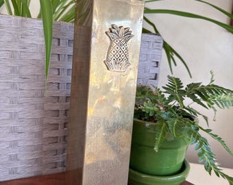 Vintage Brass Tall Match Stick Holder | Pineapple | Fireplace Decor | Home Staging | Set Design