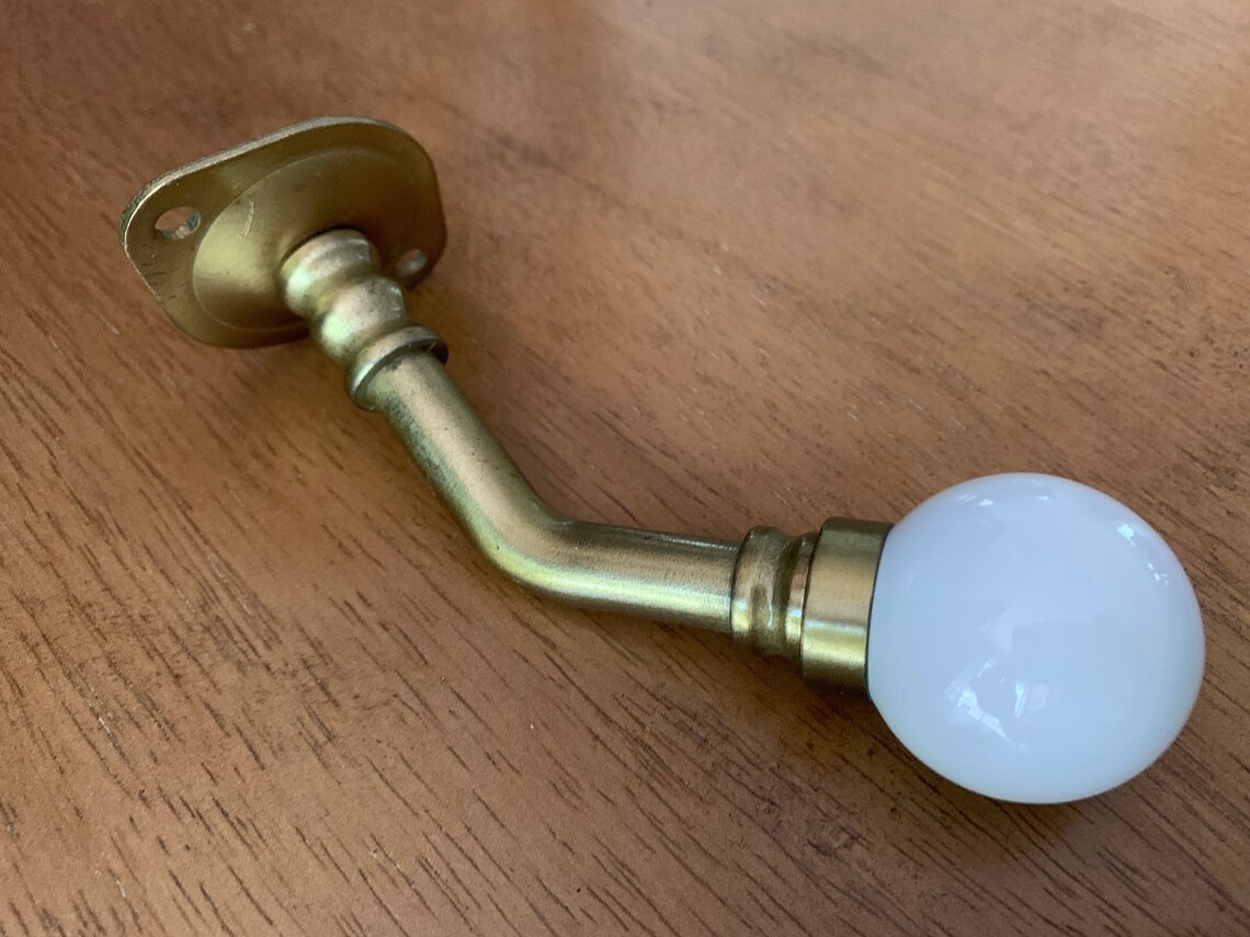 Brass Wall Hook Porcelain Knob Vintage Coat Hat Etsy