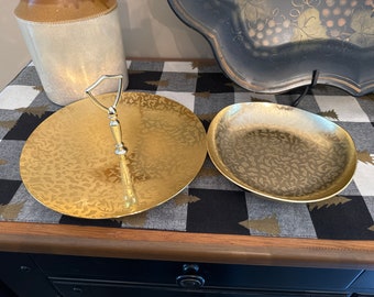 Vintage MCM-serveerset | Kensington-moireschaal en -kom | Cocktailparty | Decorontwerp
