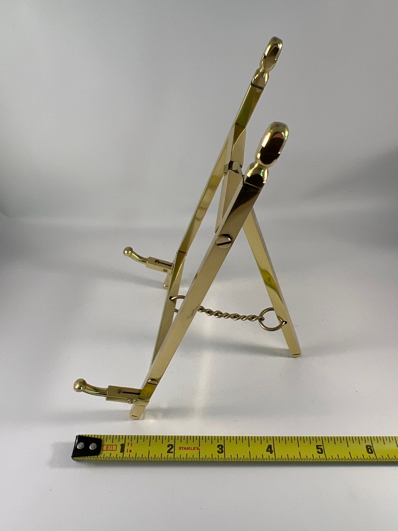 Brass Folding Easel Display Art 6 3/4 High Vintage Style image 7