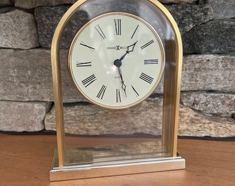 Howard Miller Vintage Brass Quartz Clock | Desk | Mantel | Set Design | MCM