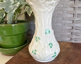 Vintage Irish Belleek Vase | Daisy Pattern with Shamrocks | Elegant Gift | Beautiful for Flowers | Irish Replacement Piece | Brown Mark