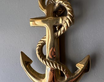 Solid Brass Fouled Anchor Doorknocker | Gift for New Home Owner | Ocean or Beach Home Design | Ship or Boat Captain | Nautical House