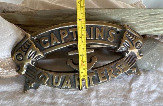 Brass Sign Captains Quarters | Nautical | Man Cave | She Shed