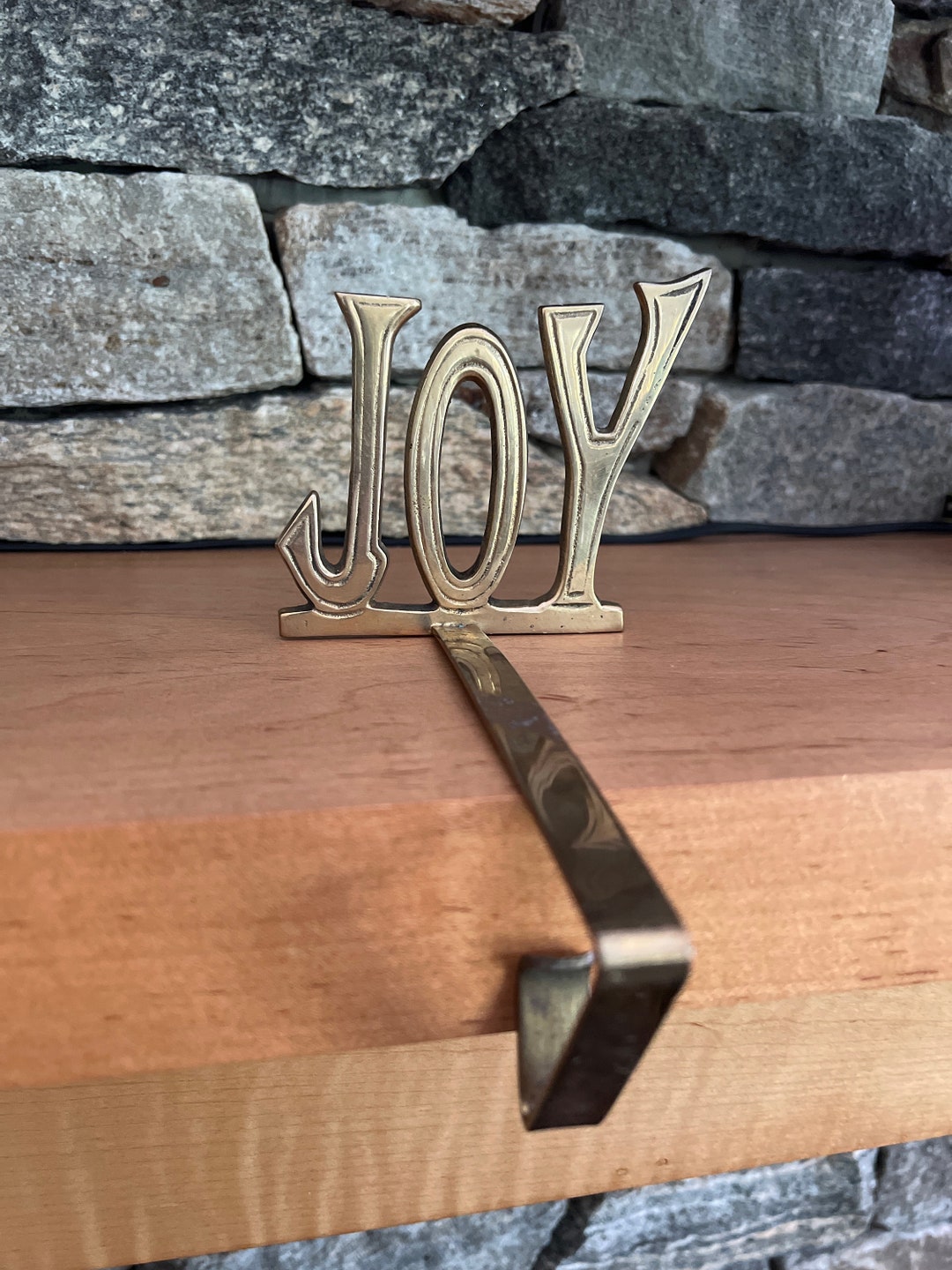 Vintage Solid Brass Christmas Joy Stocking Holder Etsy