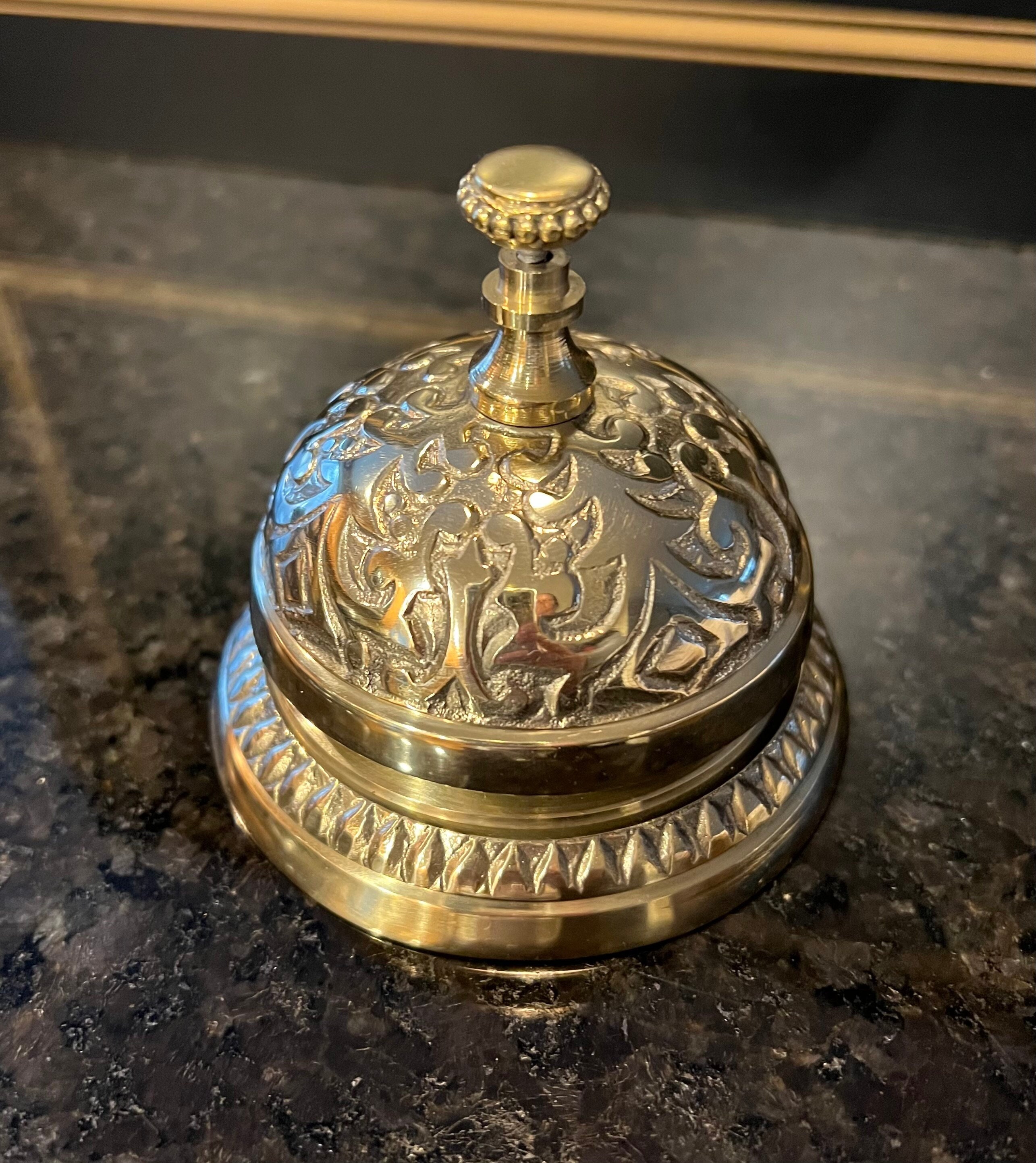 Antique Brass Hotel Bell With Flower Design - Anthologist