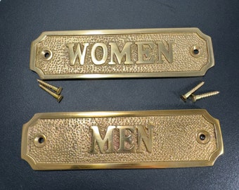 WOMEN or MEN Sign in Polished Brass or Antique Brass | Vintage | Old Fashioned | Commercial Business | Restaurant | Retail | Spa