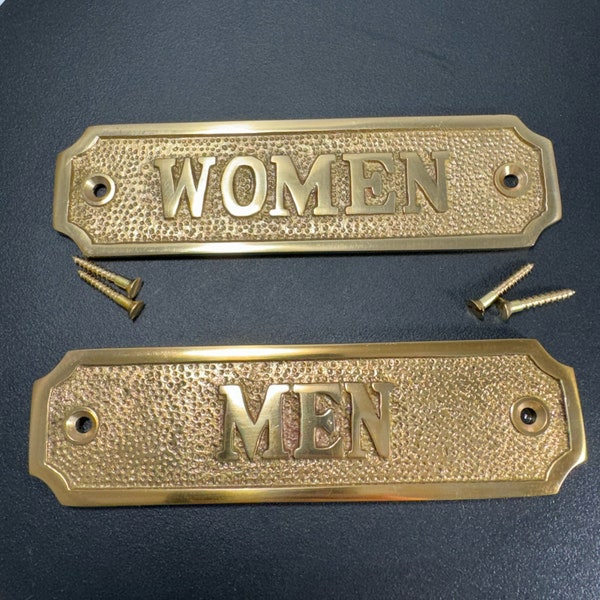 WOMEN or MEN Sign in Polished Brass or Antique Brass | Vintage | Old Fashioned | Commercial Business | Restaurant | Retail | Spa
