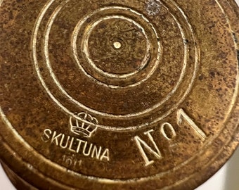Antique Brass Mortar | 1611 | No. 1 | Made in Sweden | Skultuna | Swedish