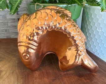 Vintage Copper Plated Small Fish | Salmon | Kitchen Decor | Julia Child vintage style | Mold | Set Design