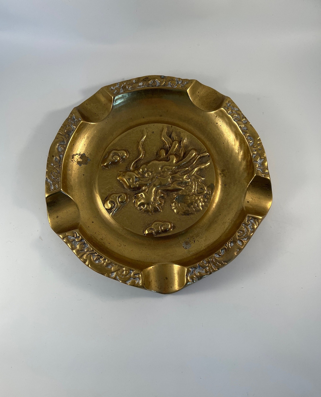 Vintage Brass Dragon Design Ashtray Ornate Etsy